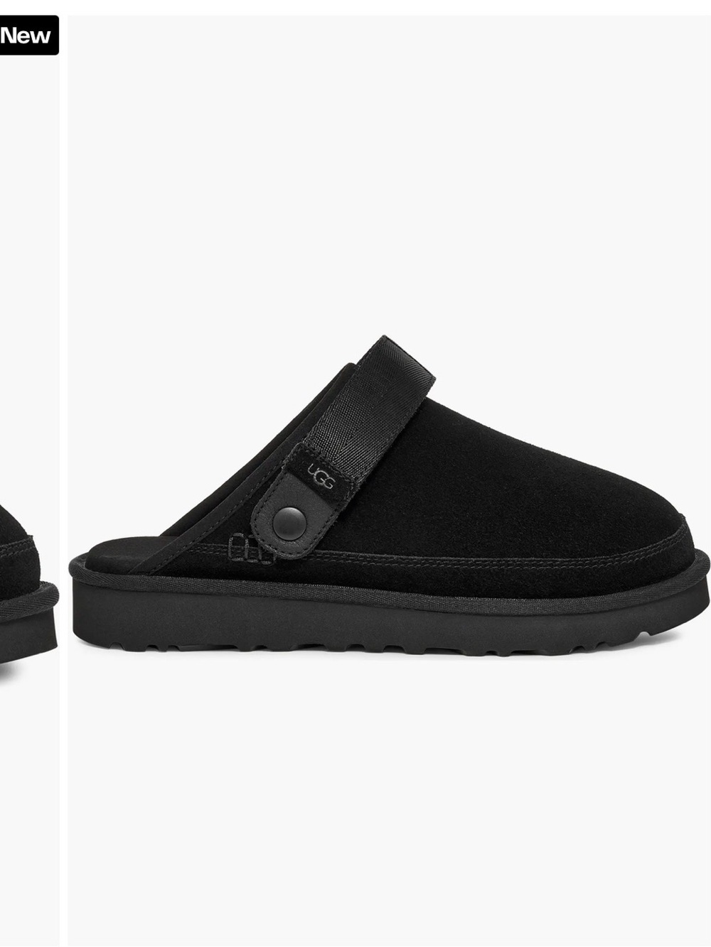 UGG women’s Black Suede Adjustable Strap Slide